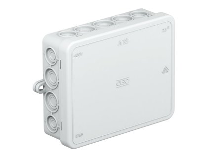 Svetlosivá obdĺžniková odbočná krabica OBO Bettermann A 18 s 18 vstupmi IP55