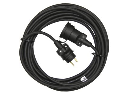 Vonkajší predlžovací kábel 20 m / 1 zásuvka / čierny / guma / 230 V / 1,5 mm2 - PM0503
