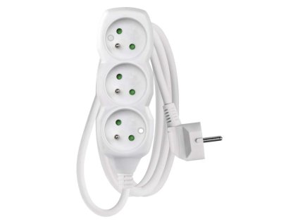 Predlžovací kábel 1,5 m / 3 zásuvky / biely / PVC / 1 mm2 - P0311