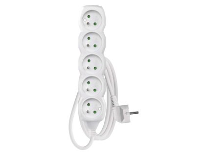 Predlžovací kábel 1,5 m / 5 zásuviek / biely / PVC / 1 mm2 - P0511