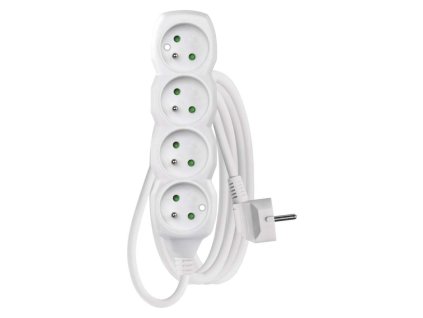 Predlžovací kábel 3 m / 4 zásuvky / biely / PVC / 1 mm2 - P0413