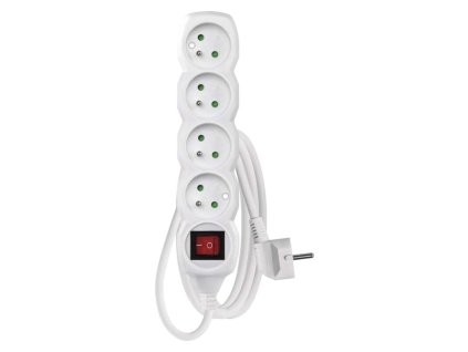 Predlžovací kábel 2 m / 4 zásuvky / s vypínačom / biely / PVC / 1 mm2 - P1412