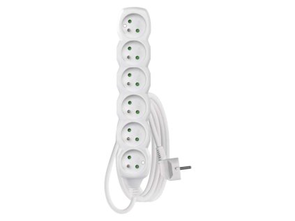 Predlžovací kábel 3 m / 6 zásuviek / biely / PVC / 1 mm2 - P0613