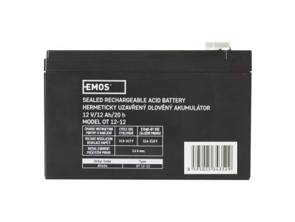 Bezúdržbový olovený akumulátor 12 V/12 Ah, faston 6,3 mm - B9656