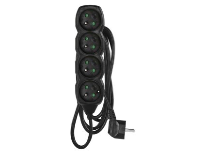 Predlžovací kábel 3 m / 4 zásuvky / čierny / PVC / 1 mm2 - PC0413