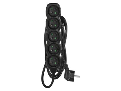 Predlžovací kábel 3 m / 5 zásuviek / čierny / PVC / 1 mm2 - PC0513