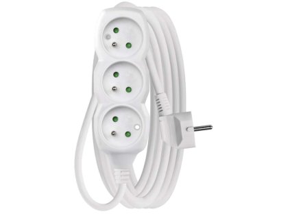 Predlžovací kábel 5 m / 3 zásuvky / biely / PVC / 1,5 mm2 - P0315R