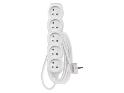 Predlžovací kábel 3 m / 5 zásuviek / biely / PVC / 1,5 mm2 - P0513R