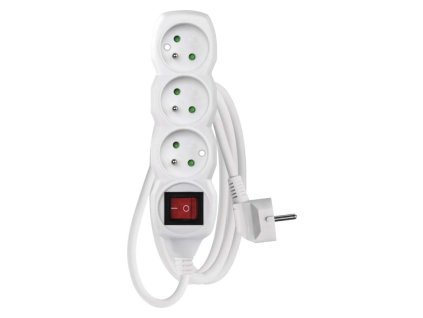 Predlžovací kábel 1,5 m / 3 zásuvky / s vypínačom / biely / PVC / 1 mm2 - P13115