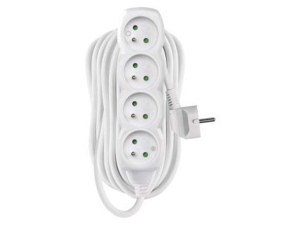 Predlžovací kábel 10 m / 4 zásuvky / biely / PVC / 1 mm2 - P0410