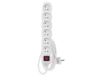 Predlžovací kábel 2 m / 6 zásuviek / s vypínačom / biely / PVC / 1 mm2 - P1612