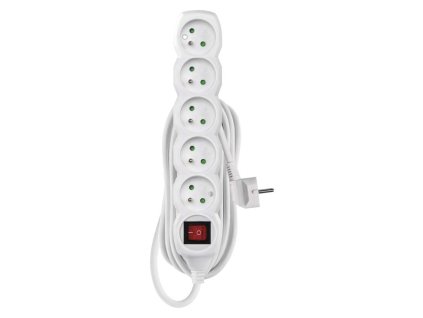 Predlžovací kábel 7 m / 5 zásuviek / s vypínačom / biely / PVC / 1 mm2 - P1517