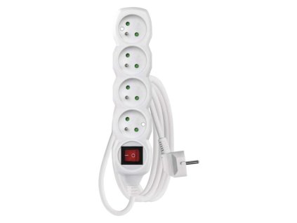 Predlžovací kábel 3 m / 4 zásuvky / s vypínačom / biely / PVC / 1 mm2 - P1413