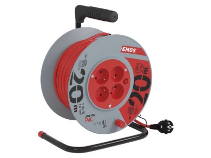 EMOS P19420 predlžovací bubon 20m PVC červený kábel 3x1,0mm2