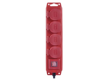 Predlžovací kábel 3 m / 4 zásuvky / s vypínačom / čierno-červený / guma-neoprén /1,5 mm2