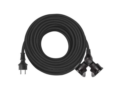 Vonkajší predlžovací kábel 25 m / 2 zásuvky / čierny / guma / 230 V / 1,5 mm2 - P0604