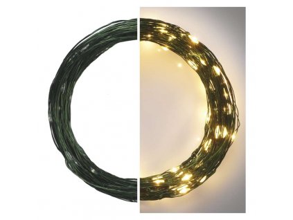 LED vianočná nano reťaz zelená, 15 m, vonkajšia aj vnútorná, teplá biela, časovač-D3AW05