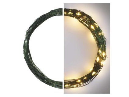 LED vianočná nano reťaz zelená, 7,5 m, vonkajšia aj vnútorná, teplá biela, časovač