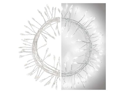 LED vianočná nano reťaz – ježko, 2,4 m, 3x AA, vnútorný, studená biela, časovač - D3FC01