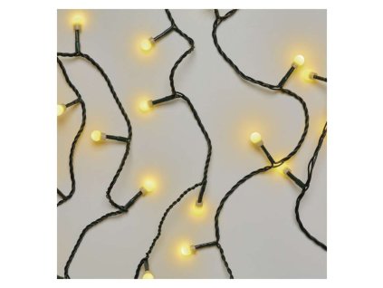 LED vianočná cherry reťaz – guličky, 20 m, vonkajšia aj vnútorná, teplá biela, časovač