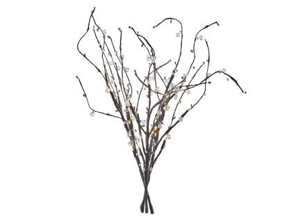 LED vetvička s perlami, 60 cm, 3x AA, vnútorná, teplá biela, časovač - DCTW08