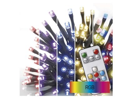 LED vianočná reťaz, 10 m, vonkajšia aj vnútorná, RGB, ovládač, programy, časovač-D4AA02