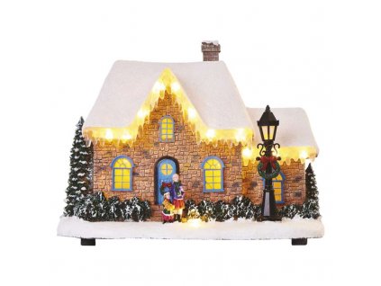 LED vianočný domček, 20,5 cm, 3× AA, vnút., teplá biela - DCLW14