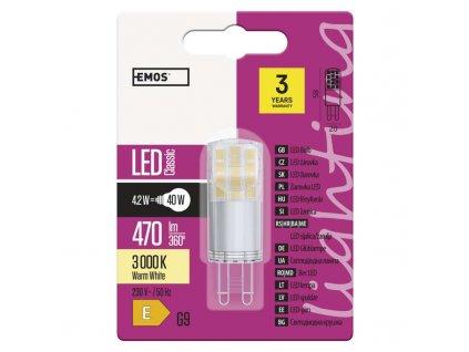 LED žiarovka Classic JC 4,2W G9 teplá biela - ZQ9542