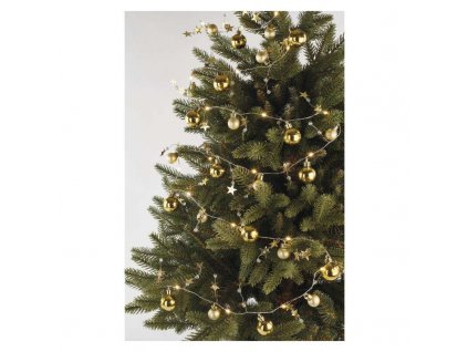 LED vianočná girlanda zlaté guličky 1,9 m 2xAA, vnútorný, teplá biela, časovač - DCGW11