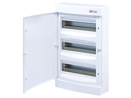 Rozvodnica na omietku ETI DIDO-E ECT36PO s bielymi dvierkami pre 36 modulov