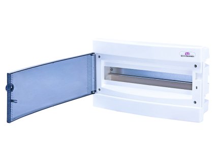 Rozvodnica pod omietku ETI DIDO-E ECM18PT s priehľadnými dvierkami a svorkovnicami 2x13