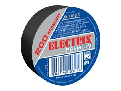 Elastická elektroizolačná páska Electrix 200 PREMIUM - 19mmx18m - čierna