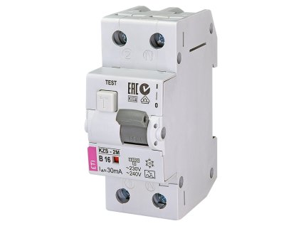 Kombinovaný prúdový chránič s ističom ETI KZS-2M B16 30mA typu A na DIN lištu