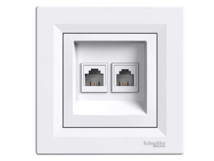 Asfora EPH4200121 - zásuvka telefónna 2xRJ11 - Cat.3 UTP - 4-pin - biela