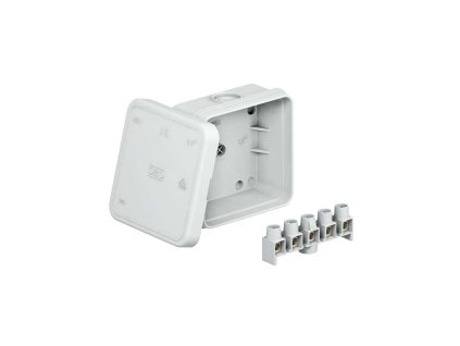 Svetlosivá odbočná krabica OBO Bettermann A 8 na povrchovú montáž IP55