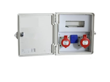 Zásuvková rozvodnica pod omietku Scame DCK.312-000 s dvierkami a zásuvkami 32A/16A/230V