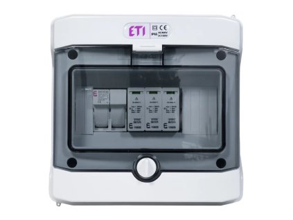 DC rozvádzač ETI RFVE-DC3-1-T2 pre 1 string fotovoltiky s ochranou Typ 2 a poistkami