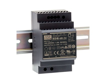 Zdroj na DIN lištu Mean Well HDR-60-24 24V 60W 3 moduly do rozvádzača