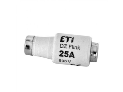 Poistková vložka ETI DII 25A E27 charakteristika gF rýchla so žltým terčíkom