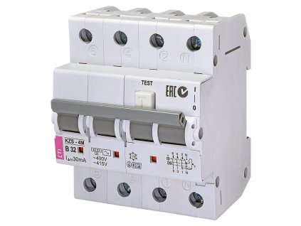 Prúdový chránič s ističom KZS-4M - 3p+N/B32/30mA/AC/6kA - 002174007