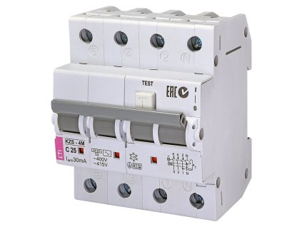 Prúdový chránič s ističom KZS-4M - 3p+N/C25/30mA/AC/6kA - 002174026