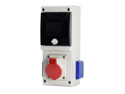 Nástenná zásuvková rozvodnica Scame BLOCK 3 632.3W s 32A/5p zásuvkou a okienkom pre 4 modu