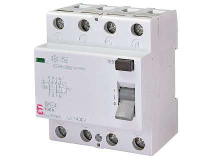 Prúdový chránič EFI-4 - 4Pól/100A/30mA/AC/10kA - 002062151