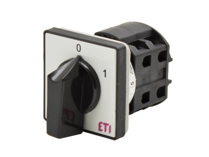Vačkový spínač ETI CS 25 10 U 3-pólový 25A do panelu s čiernou páčkou