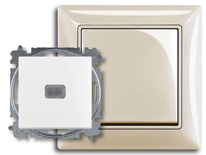 basic55 - 3521B-A8634692 - ovládač prepínací s krytom, s priezorom - slonová kosť