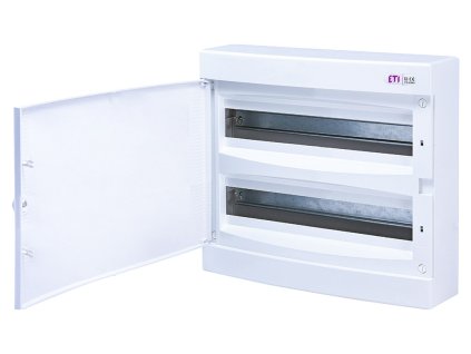 Rozvodnica na omietku ETI DIDO-E ECT36PO s bielymi dvierkami a svorkovnicami 2x15