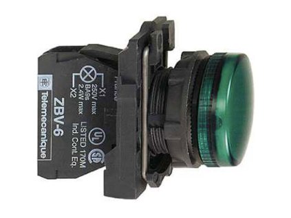 Harmony XB5AVB3 - zalená kompletna signálka O22 plná čočka integ. LED 24V AC/DC