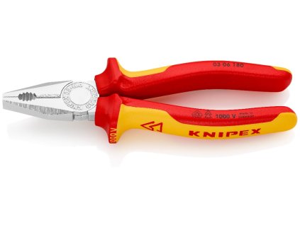 Kombinované kliešte Knipex 03 06 180 VDE chrómované, veľkosť 180 mm