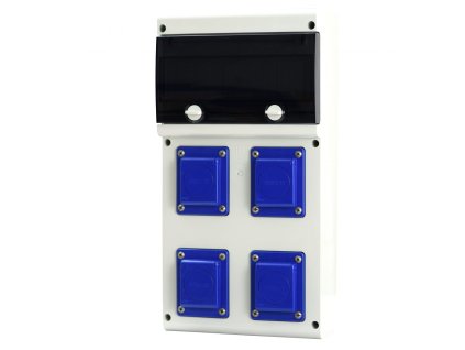 Veľká zásuvková rozvodnica Scame BLOCK 632.2222 so 4 zásuvkami 230V a priestorom pre 11 mo