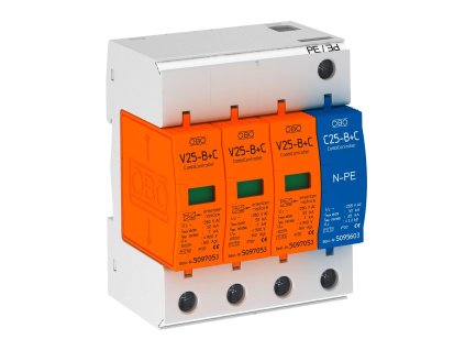 Kombinovaný zvodič prepätia OBO Bettermann V25-B+C 3+NPE sada pre TN-S/TT